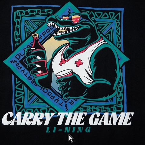 LI-NING李宁2025中性短袖文化衫针织无领短TAHSV153-8