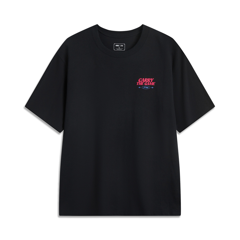 LI-NING李宁2025中性短袖文化衫针织无领短TAHSV153-6