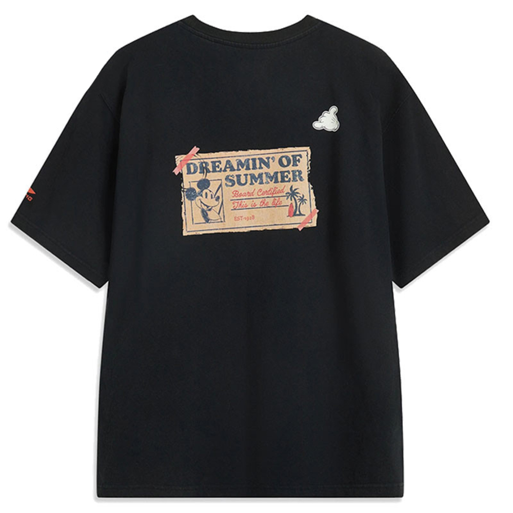 LI-NING李宁2025中性短袖文化衫针织无领短TAHSV633-3