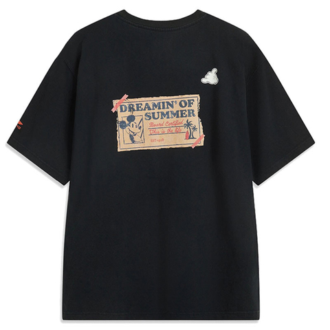 LI-NING李宁2025中性短袖文化衫针织无领短TAHSV633-3