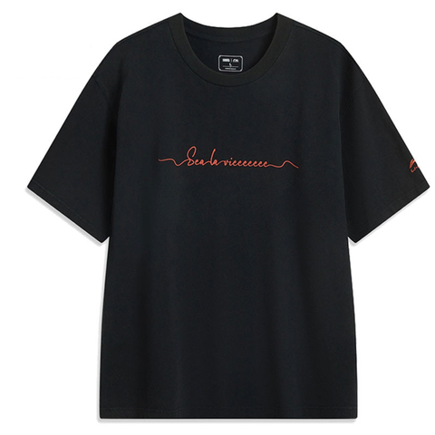 LI-NING李宁2025中性短袖文化衫针织无领短TAHSV633-3