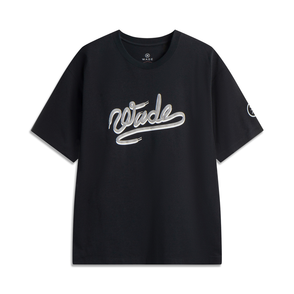 LI-NING李宁2025男子短袖文化衫针织无领短TAHSV089-1