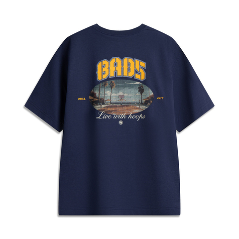 LI-NING李宁2025男子短袖文化衫针织无领短TAHSV223-5