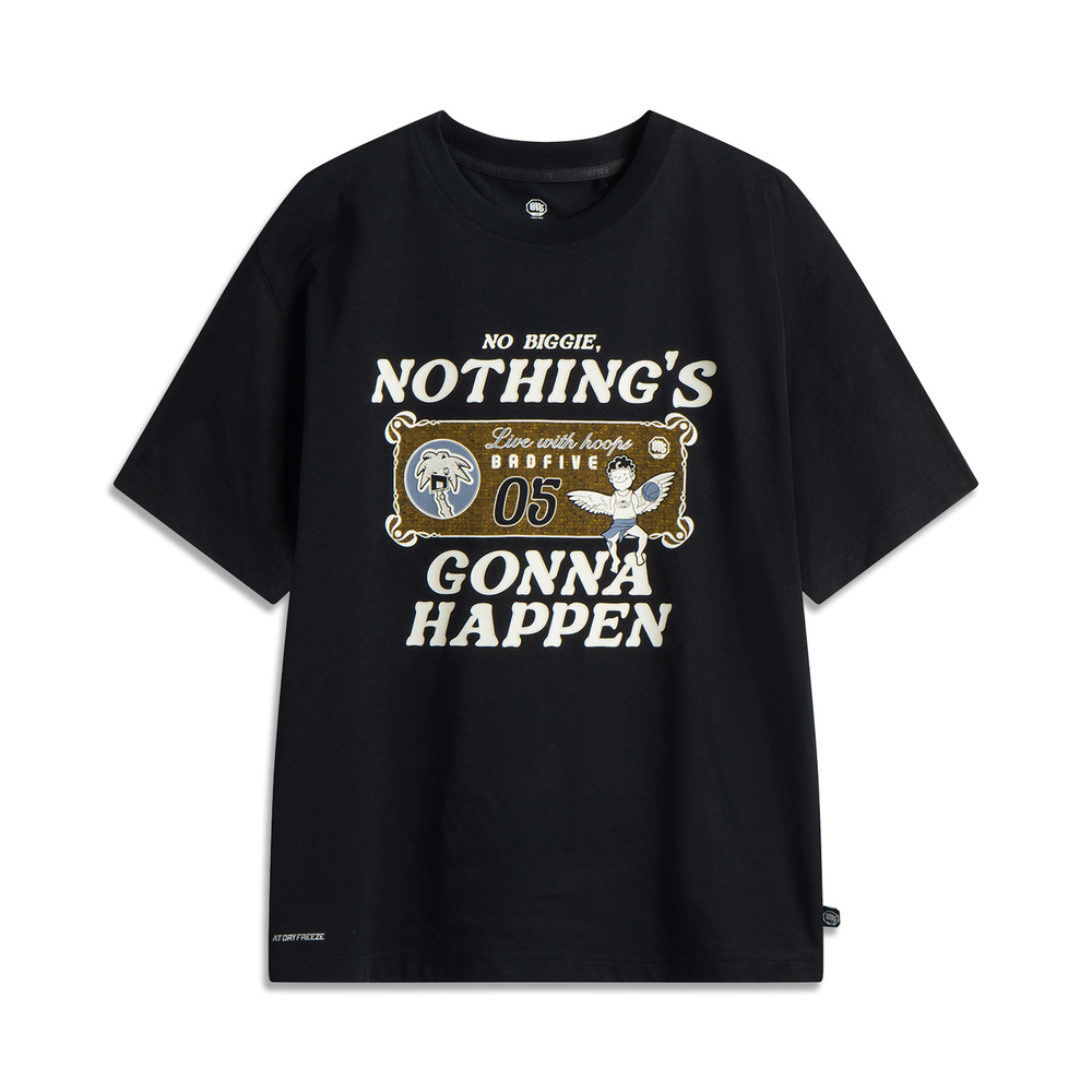 LI-NING李宁2025男子短袖文化衫针织无领短TAHSV213-5