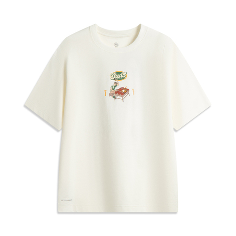 LI-NING李宁2025男子短袖文化衫针织无领短TAHSV225-7