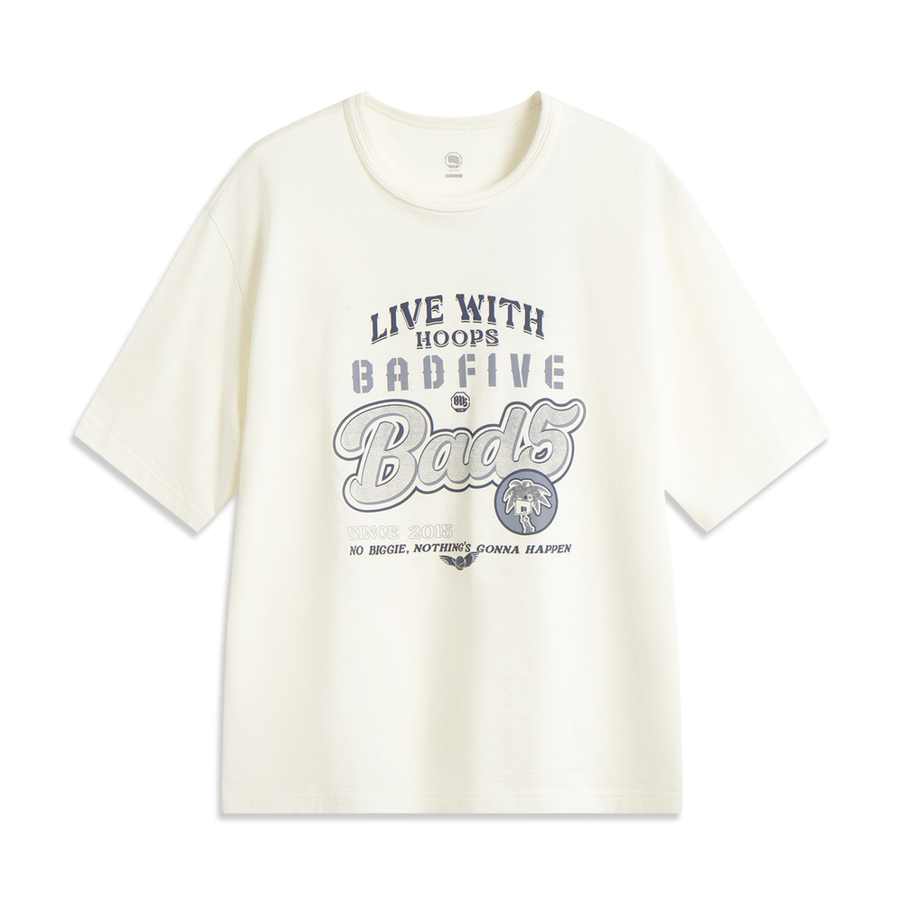 LI-NING李宁2025男子短袖文化衫针织无领短TAHSV217-6