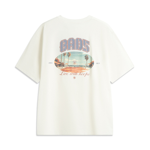 LI-NING李宁2025男子短袖文化衫针织无领短TAHSV223-1