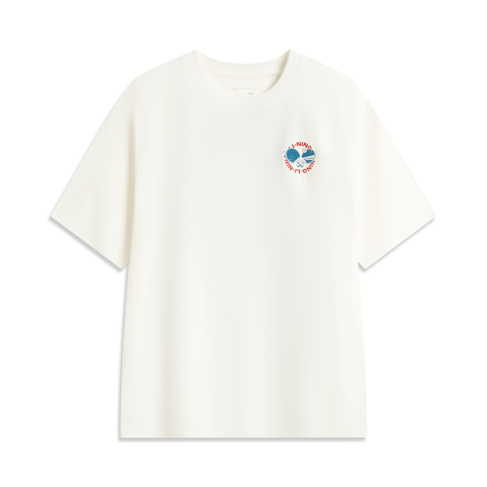 LI-NING李宁2025男子短袖文化衫针织无领短TAHSV745-1