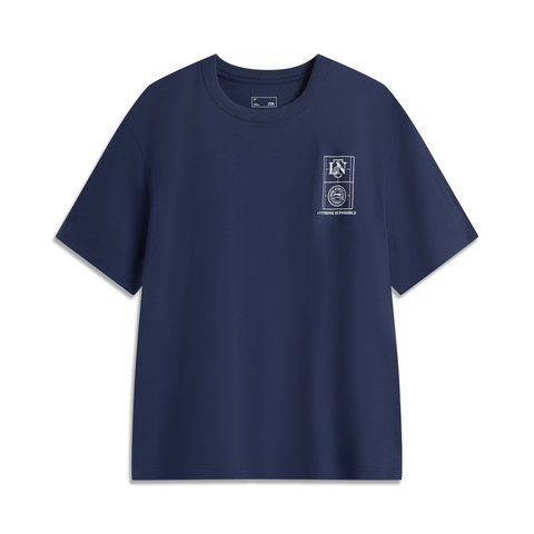 LI-NING李宁2025男子短袖文化衫针织无领短TAHSV481-3