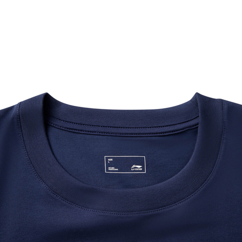 LI-NING李宁2025男子短袖文化衫针织无领短TAHSV481-3