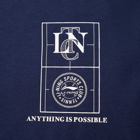 LI-NING李宁2025男子短袖文化衫针织无领短TAHSV481-3