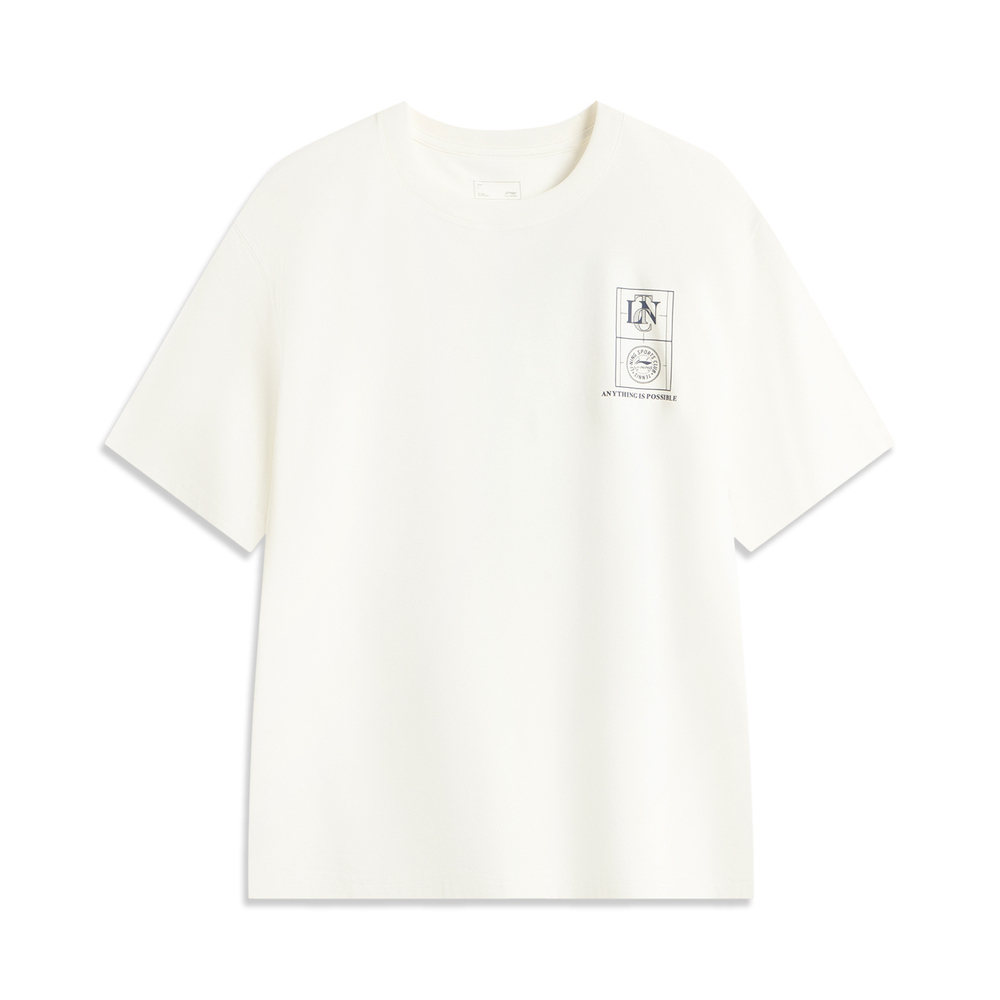 LI-NING李宁2025男子短袖文化衫针织无领短TAHSV481-1