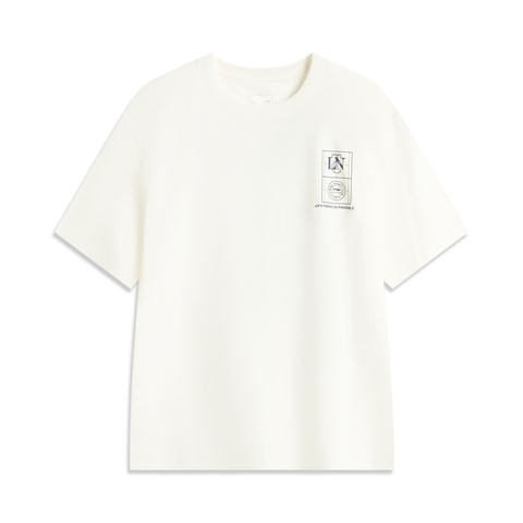 LI-NING李宁2025男子短袖文化衫针织无领短TAHSV481-1