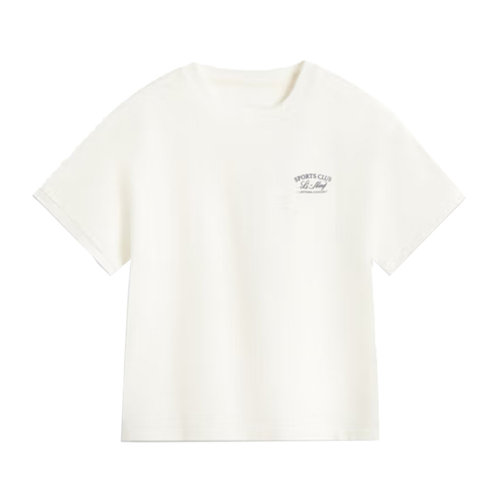 LI-NING李宁2025女子短袖文化衫针织无领短TAHSV464-4