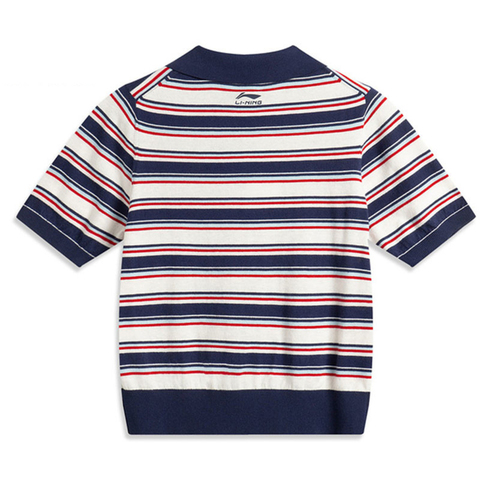 LI-NING李宁2025女子短袖编织衫针织无领短TAMBV364-3