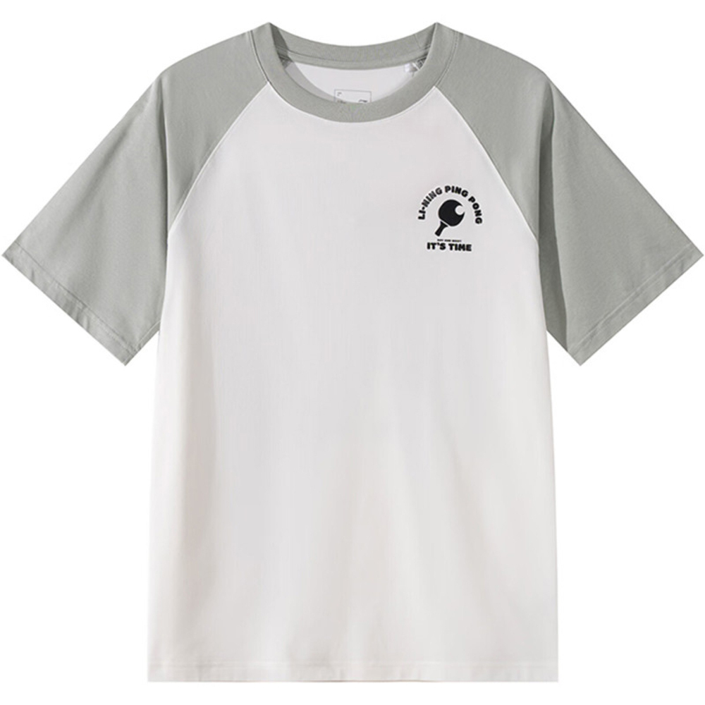 LI-NING李宁2025男子短袖文化衫针织无领短TAHSVA31-2