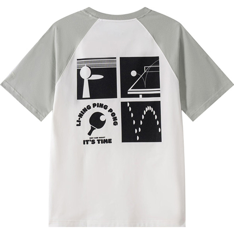 LI-NING李宁2025男子短袖文化衫针织无领短TAHSVA31-2