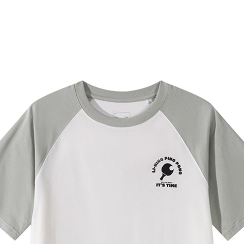 LI-NING李宁2025男子短袖文化衫针织无领短TAHSVA31-2