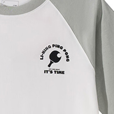 LI-NING李宁2025男子短袖文化衫针织无领短TAHSVA31-2