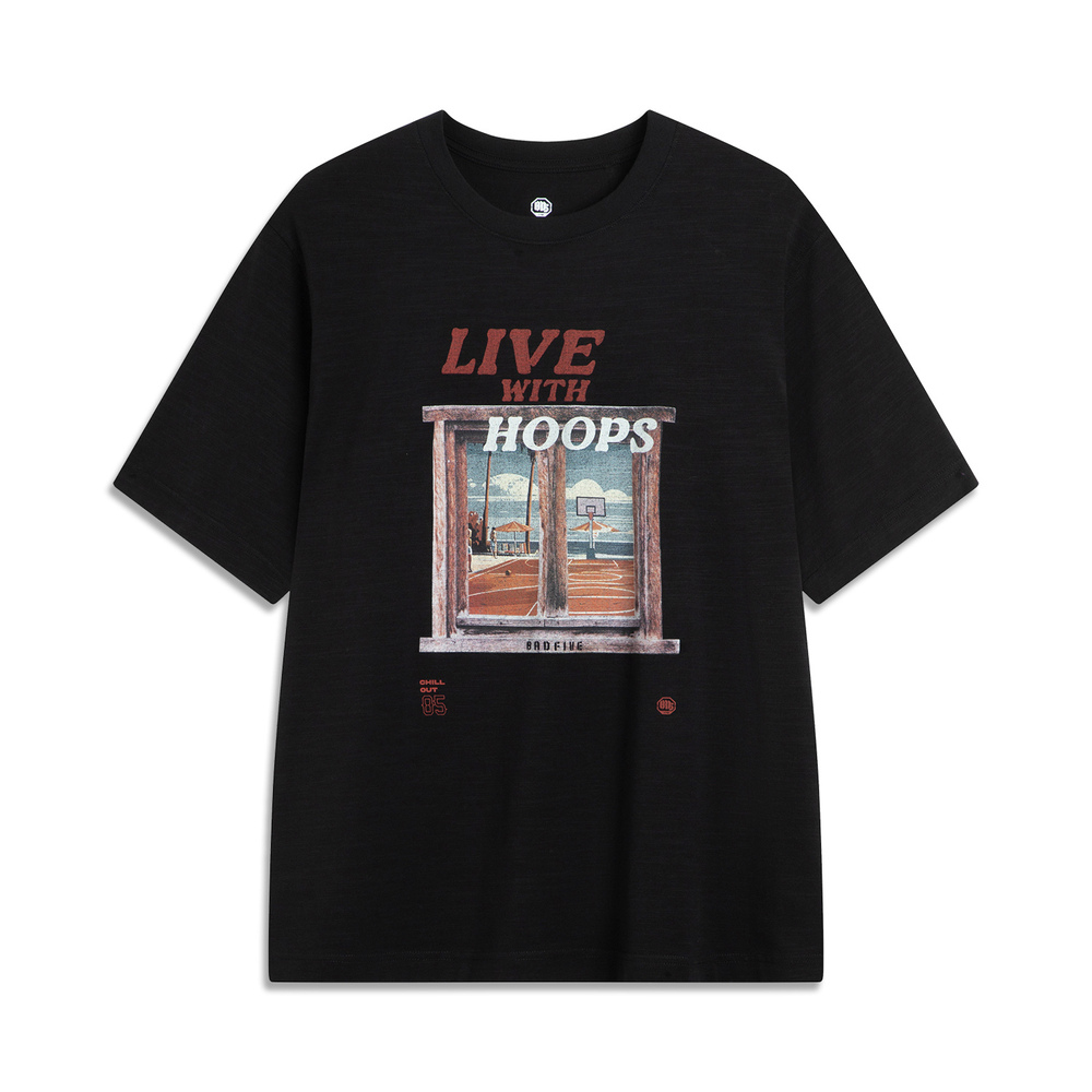 LI-NING李宁2025男子短袖文化衫针织无领短TAHSV221-4