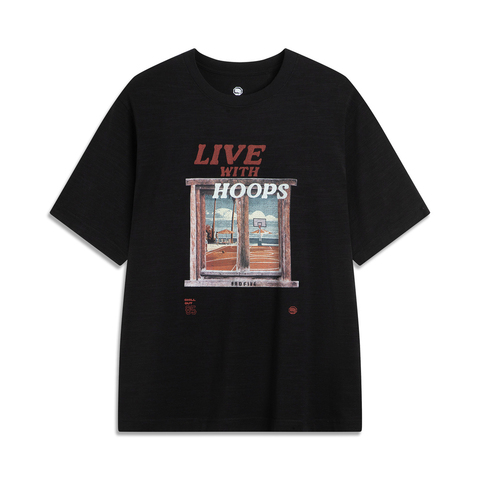 LI-NING李宁2025男子短袖文化衫针织无领短TAHSV221-4