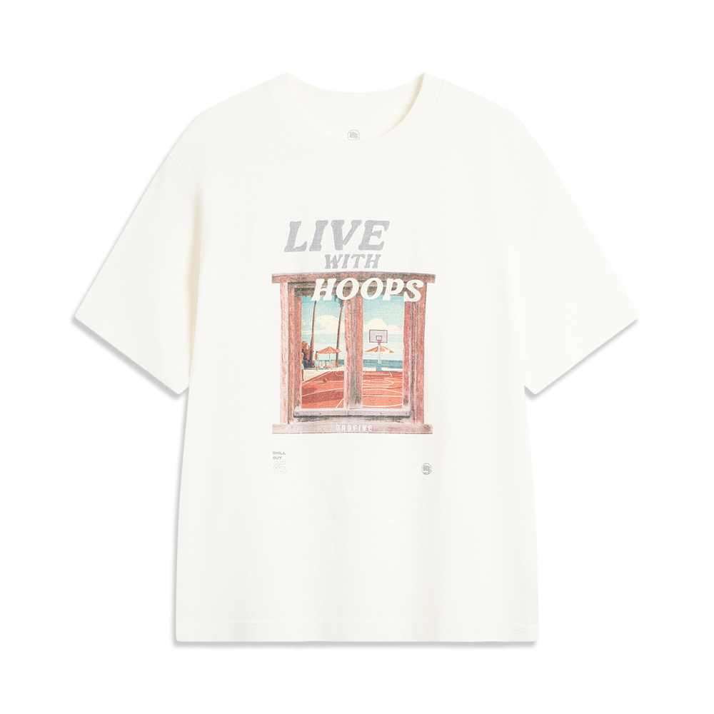 LI-NING李宁2025男子短袖文化衫针织无领短TAHSV221-6