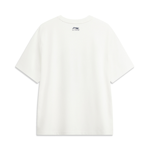 LI-NING李宁2025女子短袖文化衫针织无领短TAHSV454-1