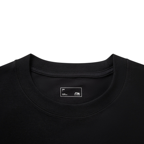 LI-NING李宁2025中性短袖文化衫针织无领短TAHSVE87-1