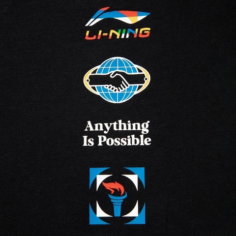 LI-NING李宁2025中性短袖文化衫针织无领短TAHSVE87-1