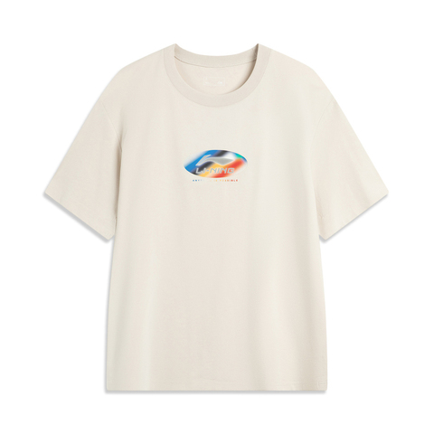 LI-NING李宁2025中性短袖文化衫针织无领短TAHSVE85-3