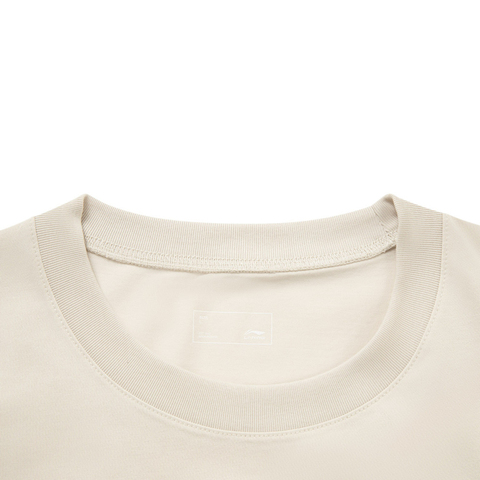 LI-NING李宁2025中性短袖文化衫针织无领短TAHSVE85-3