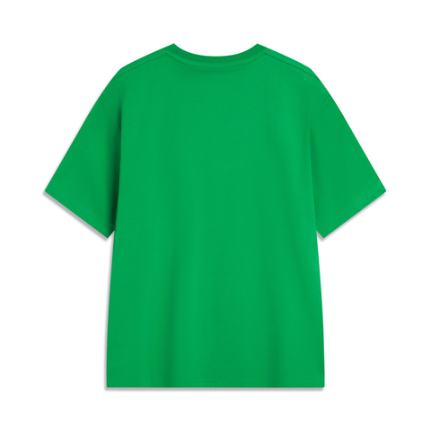 LI-NING李宁2025中性短袖文化衫针织无领短TAHSVE83-6