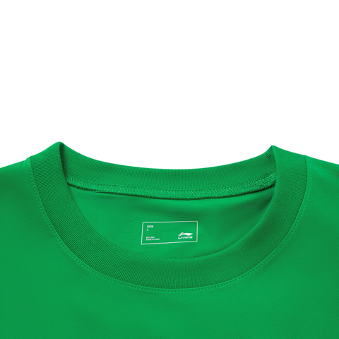 LI-NING李宁2025中性短袖文化衫针织无领短TAHSVE83-6