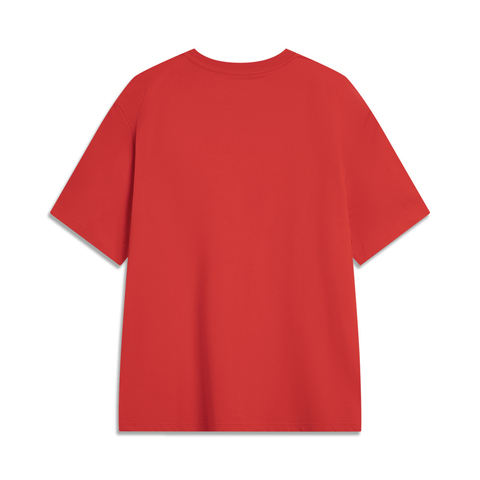 LI-NING李宁2025中性短袖文化衫针织无领短TAHSVE83-3