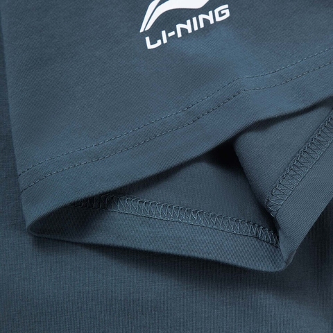 LI-NING李宁2025中性短袖文化衫针织无领短TAHSVE87-4