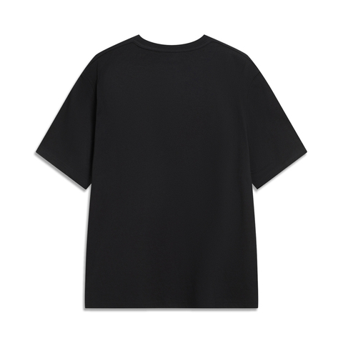 LI-NING李宁2025中性短袖文化衫针织无领短TAHSVE83-1