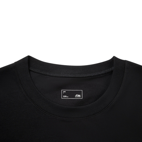 LI-NING李宁2025中性短袖文化衫针织无领短TAHSVE83-1