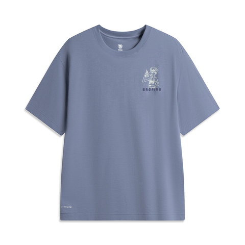 LI-NING李宁2025男子短袖文化衫针织无领短TAHSV225-8