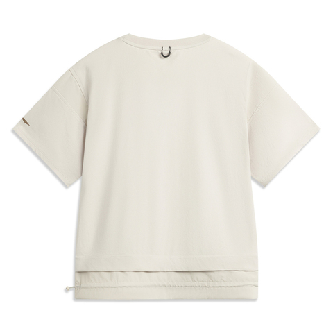 LI-NING李宁2025女子短袖T恤针织无领短TATSV638-1