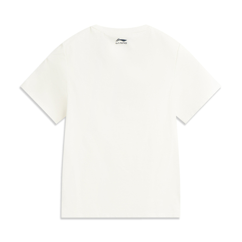 LI-NING李宁2025女子短袖文化衫针织无领短TAHSV470-1