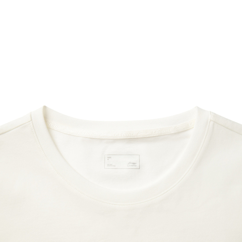 LI-NING李宁2025女子短袖文化衫针织无领短TAHSV470-1