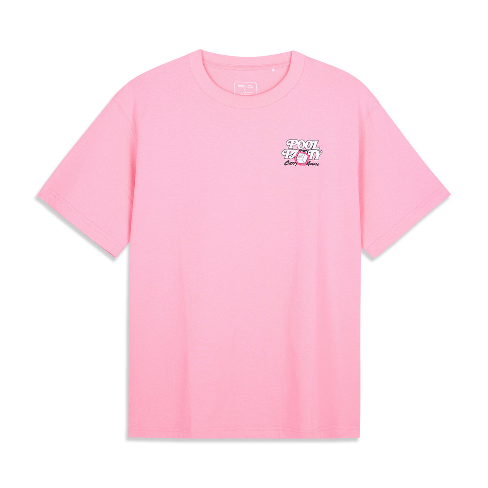 LI-NING李宁2025中性短袖文化衫针织无领短TAHSV379-2