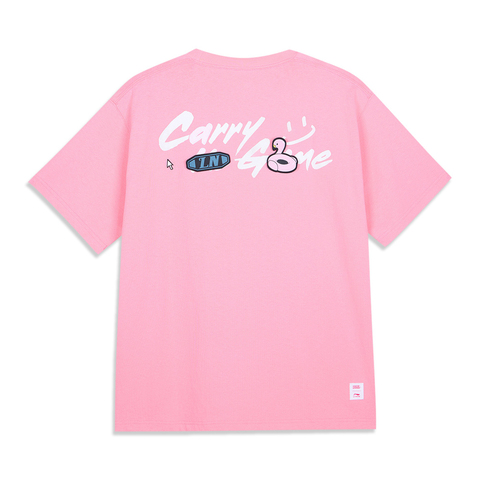 LI-NING李宁2025中性短袖文化衫针织无领短TAHSV379-2