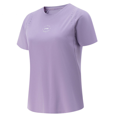 LI-NING李宁2025女子短袖T恤针织无领短TATSV376-5