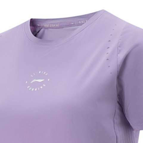 LI-NING李宁2025女子短袖T恤针织无领短TATSV376-5