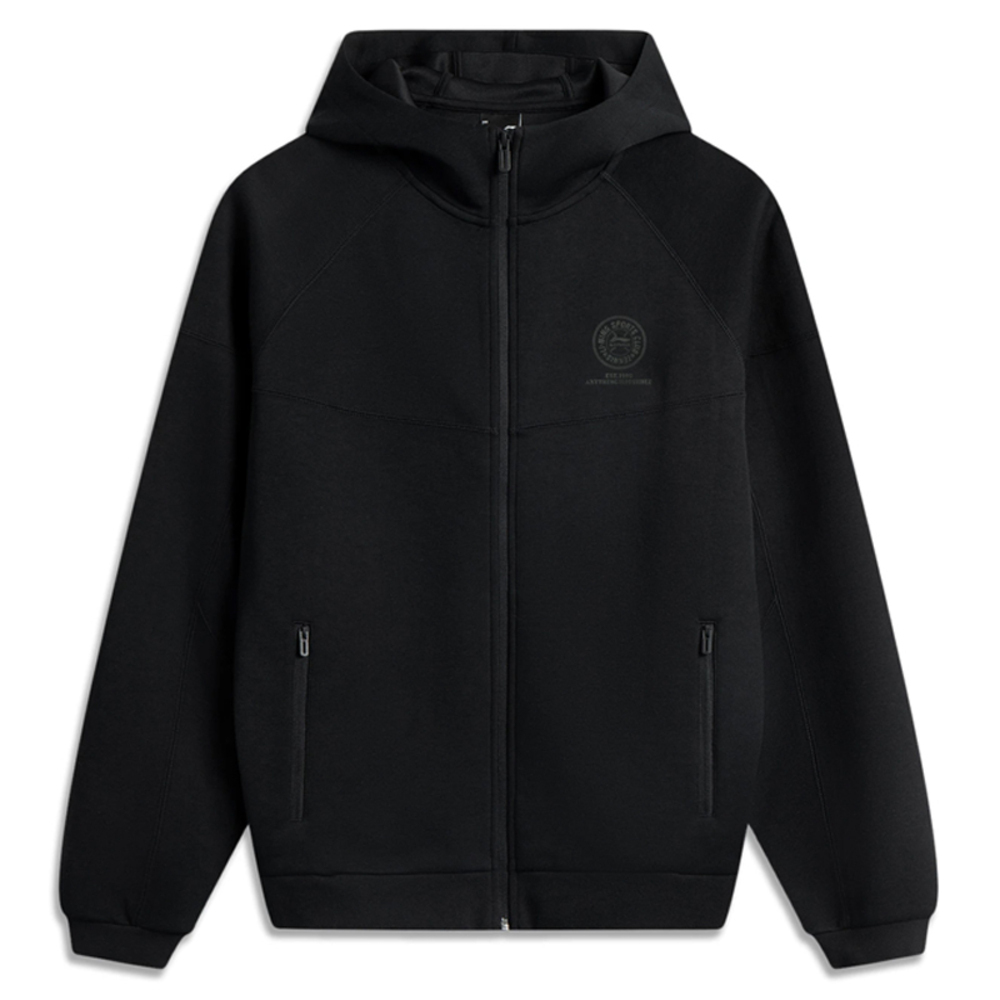 LI-NING李宁2025男子开衫连帽卫衣针织连帽外套AWDV901-1