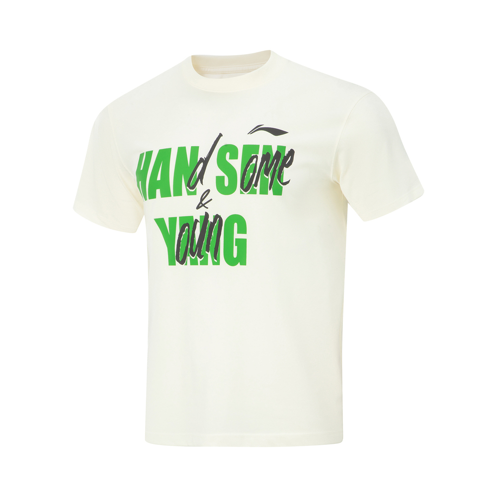 LI-NING李宁2025男子短袖文化衫针织无领短TAHSVG53-1