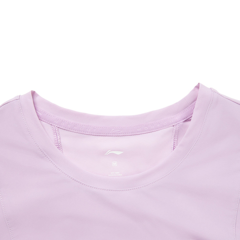 LI-NING李宁2025女子短袖T恤针织无领短TATSV136-3