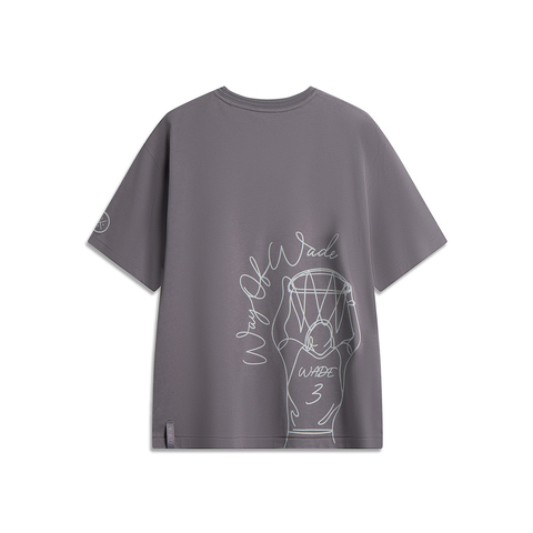 LI-NING李宁2025男子短袖文化衫针织无领短TAHSV083-5