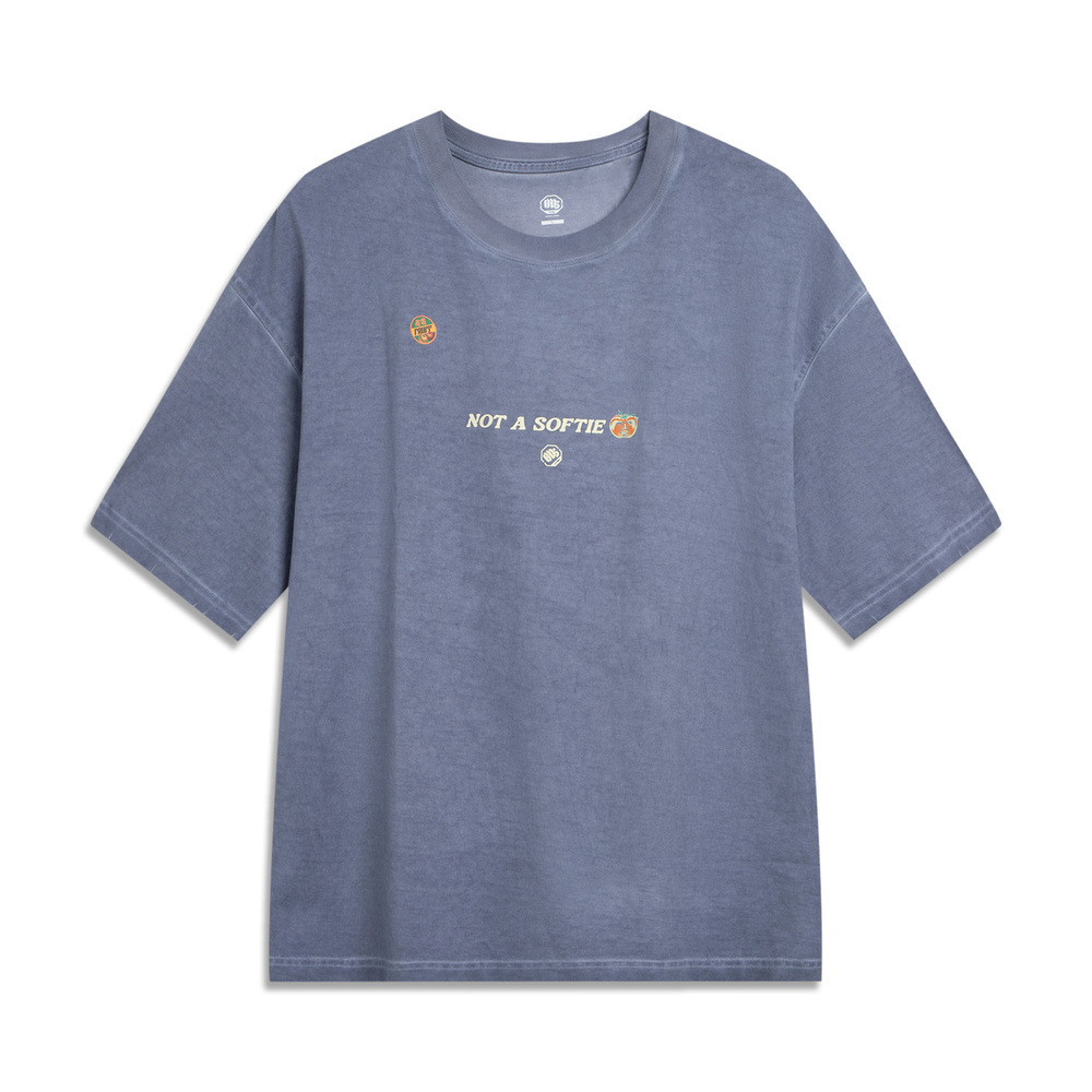 LI-NING李宁2025男子短袖文化衫针织无领短TAHSV215-1